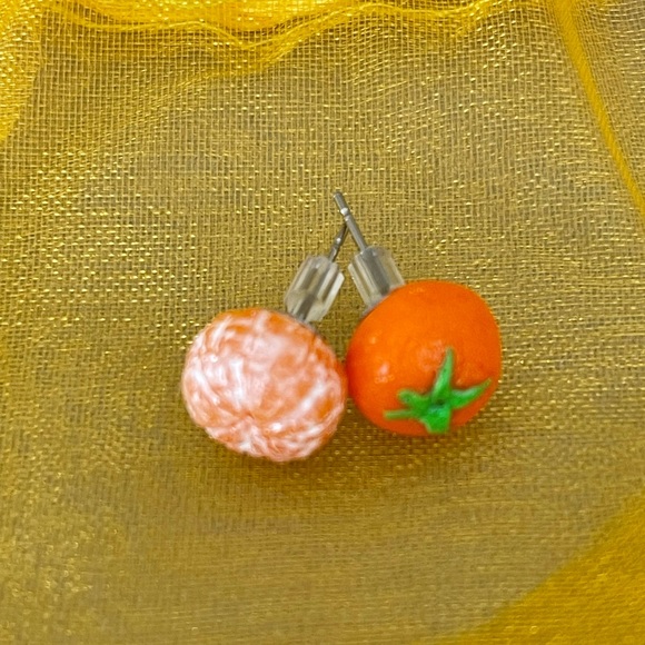 Orange Post Earrings • New
